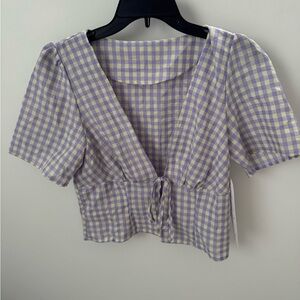 Lavender Checkered Women's Blouse